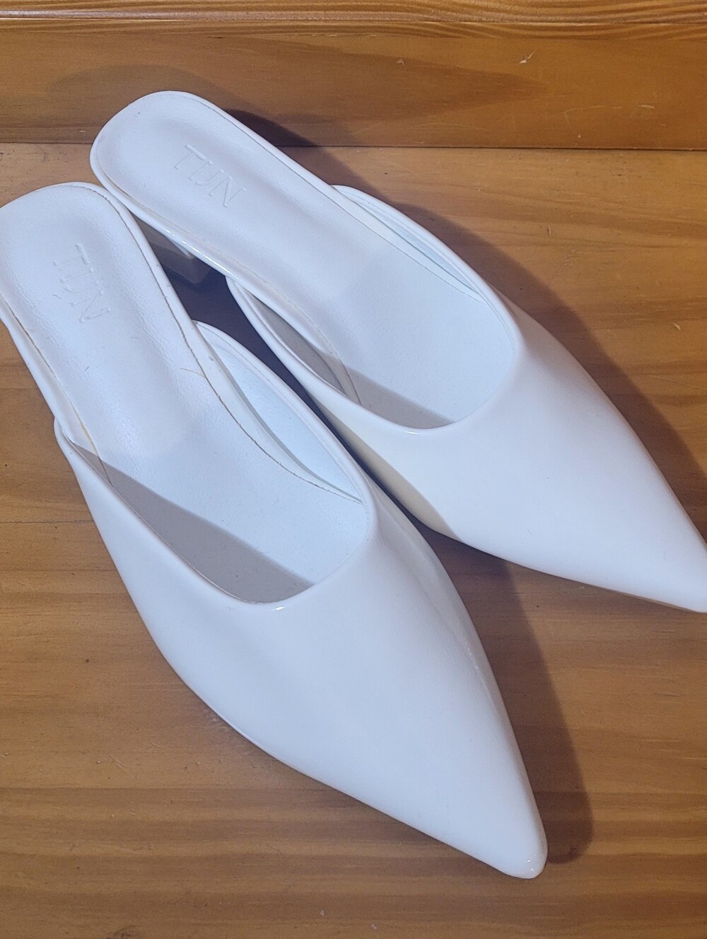Summer White Patent Leather Mules